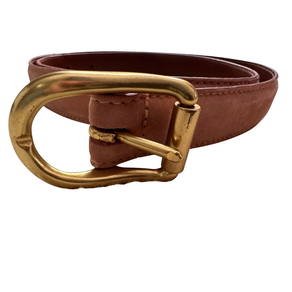 Coach Vintage Pink Full Grain Leather Belt Brass Buckle Made in USA Large